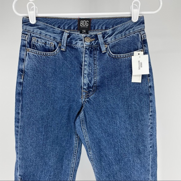 BDG NWT URBAN OUTFITTERS HIGH RISE BLUE BUTTON DOWN LEG JEANS 24 - Picture 3 of 10